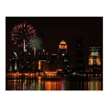 Louisville fireworks postcard