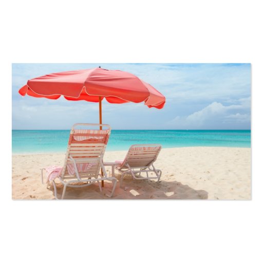 Lounge chairs on the ocean beach business card
