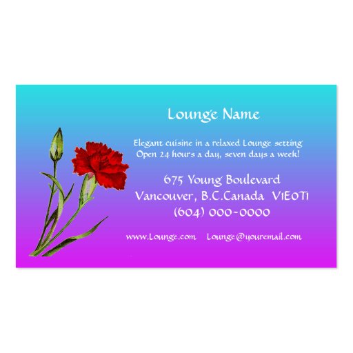 Lounge or Restaurant Business Card Template (back side)