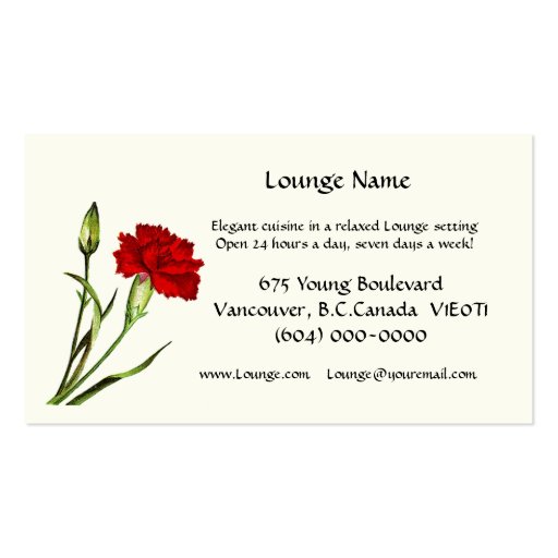 Lounge or Restaurant Business Card Template (back side)