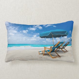 Lounges on the beach throw pillows