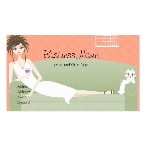 Lounging on the Couch with Kitty Business Card (front side)
