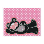 lounging pink and black bear post card