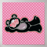 lounging pink and black bear posters