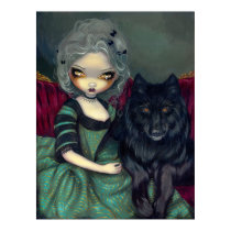 Loup-Garou: Noir black wolf gothic rococo Print by strangeling Loup-Garou: Noir black wolf gothic rococo Print