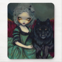 Loup-Garou:  Noir rococo gothic wolf Mousepad