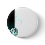Lovable floral heart and aqua blue swirls pinback button