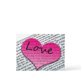 Love 1 Corinthians 13 Hearts Pink postcard