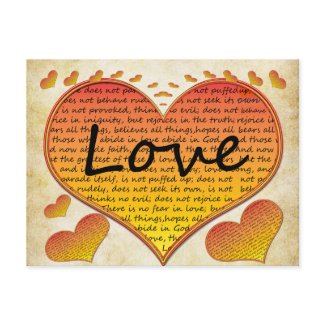 Love 1 Corinthians 13 Hearts postcard