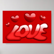 Love_2_Vector_Clipart bubbly hearts red shiny text Posters