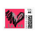 Love: A Black Heart on Pink Square Small Postage postage by lillyarts Love: A Black Heart on Pink Square Small Postage postage