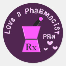 Love a Pharmacist PRN Pestle and Mortar Design Sticker