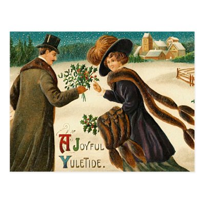 Love -Ajoyful yuletide -vintage christmas postcard