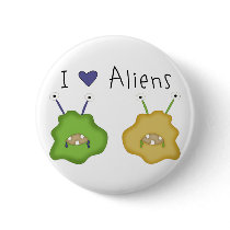 Love Alien Critters Pinback Buttons