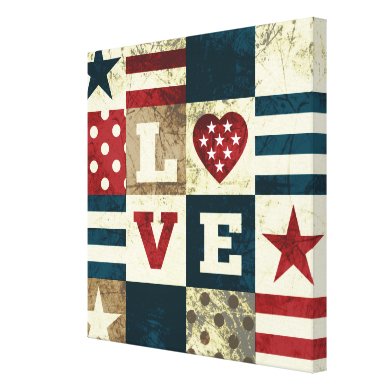 Love America Patriotic Wrapped Canvas Canvas Print
