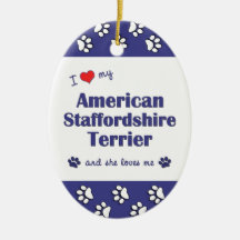 Love American Staffordshire Terrier (Female Dog) Ornament