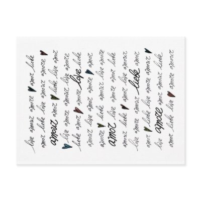 "Love Amour Amore Liebe Amor" postcards