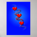 Love and Hearts on Blue Print