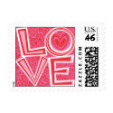 LOVE and HEARTS postage stamp