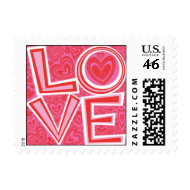 LOVE and HEARTS postage stamp stamp
