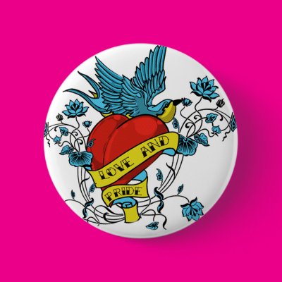 Love and Pride Tattoo Pinback Buttons Zazzle_button