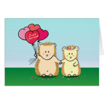 Love and Romance - Cute Hedgehog couple with heart Greeting Cards