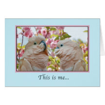 Love and Romance, Parrots and Crab Apple Blossoms Card