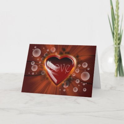 Love and romance, vector heart with bubbles linear cards by moonlake