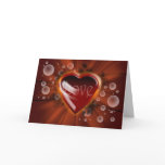 Love and romance, vector heart with bubbles linear cards