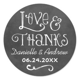 Love and Thanks Favor Sticker | Chalkboard Charm