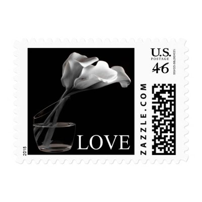 Love And White Calla Lily Wedding Postage Stamp