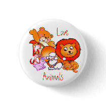 Love Animals Button by elenaind Love Animals Button