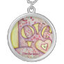 Love Art Word Painting Silver Necklace with Custom