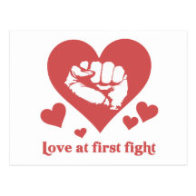 Love at First Fight Valentine's Day Funny Post Card