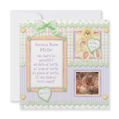 Love at First Sight, Lamb Birth Announcement invitation