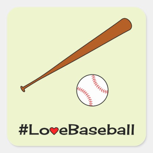 Love baseball hashtag slogan sports square sticker Zazzle