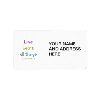 "Love bears all things" Personalized Address Labels