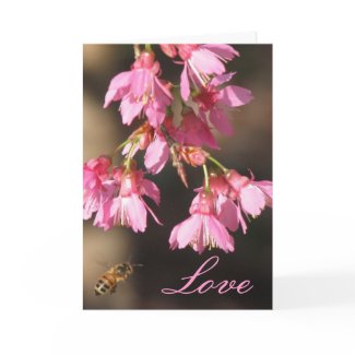 Love Bee Cherry Blossoms Card card