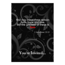 Love Bible Verse, Black/Red Invite
