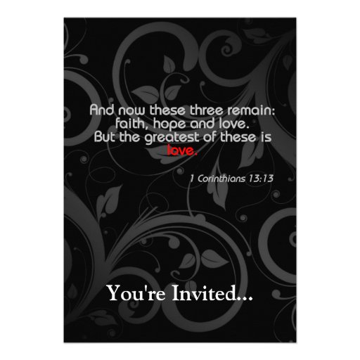 Love Bible Verse, Black/Red Invite