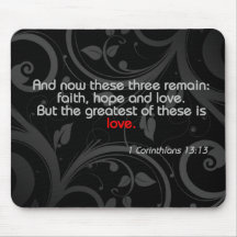 Love Bible Verse, Black/Red Mousepad