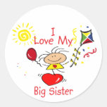 Love Big Sister Stick Figure Girl Stickers