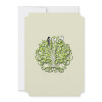Love Bird Green Swirl Tree Wedding Invitation #2