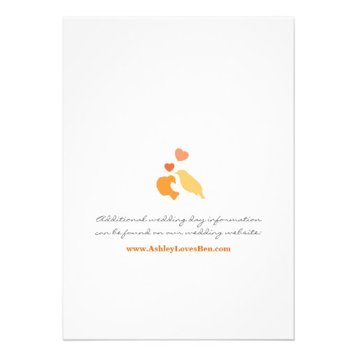 Love Bird Leaf and Heart Wedding Invitation