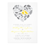 Love Bird Leaf and Heart Wedding Invitation