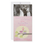 Love Bird Owls Thank You Wedding Photo Card