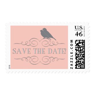 Love Bird Save the Date Postage in Pink stamp