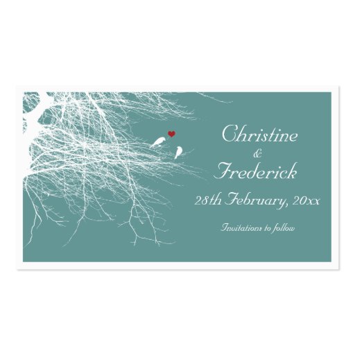 Love Birds 2, save the date mini cards Business Card Templates (back side)