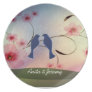 Love birds among cherry blossoms party plate