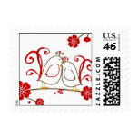 Love Birds and Cherry Blossoms postage